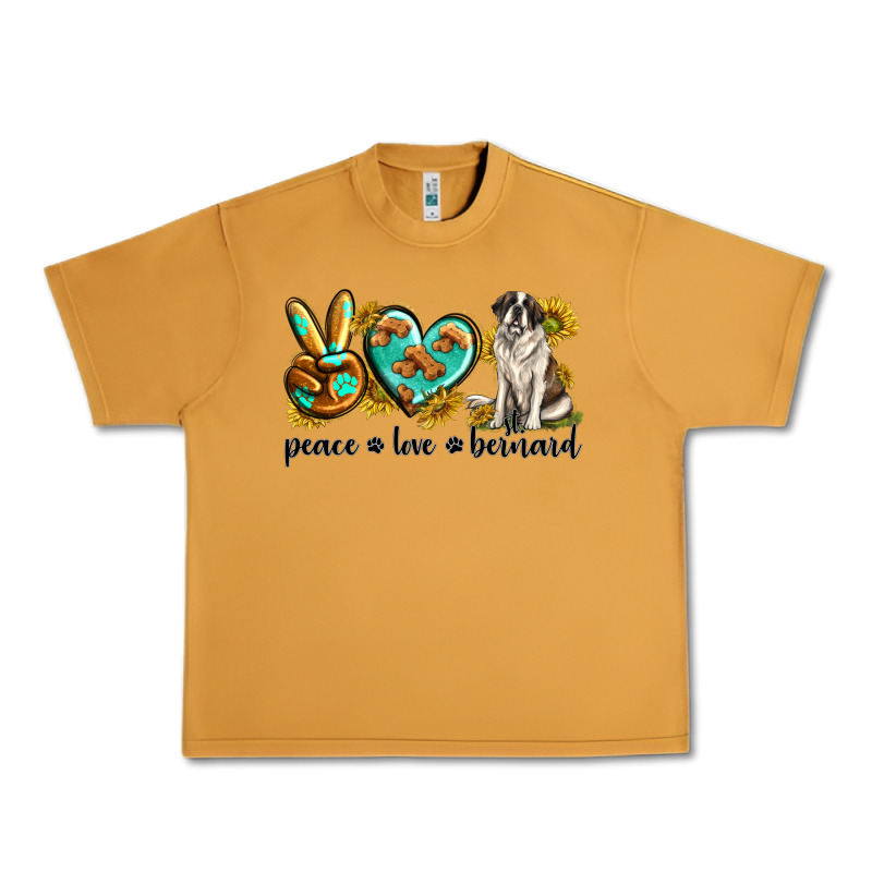 Peace Love St. Bernard Urban Heavy Tee by texasbilliewilder | Teevron