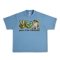 Pebble Blue peace love st. bernard Urban Heavy Tee - texasbilliewilder