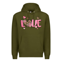 Army Green love valentines day Premium Hoodie - MaliasSmallBusiness