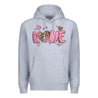 Heather Grey love valentines day Premium Hoodie - MaliasSmallBusiness