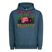 Pigment Midnight Navy nothing runs like a reindeer Urban Hoodie - MaliasSmallBusiness