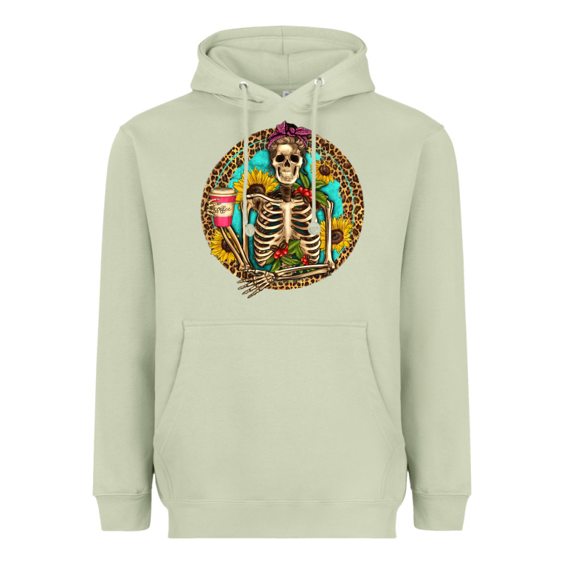 Western Skeleton Coffee Sunflowers Heavyweight Hoodie by Artiststas | Teevron