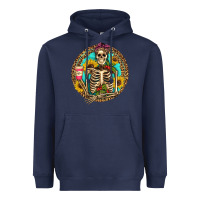 Navy western skeleton coffee sunflowers Heavyweight Hoodie - Artiststas