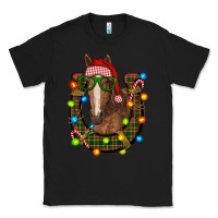 Black christmas horseshoe with horse Classic Tee - RanaPortraitStore