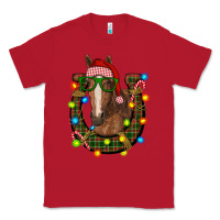 Red christmas horseshoe with horse Classic Tee - RanaPortraitStore