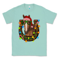 Seafoam christmas horseshoe with horse Classic Tee - RanaPortraitStore