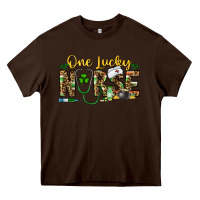 Chocolate Brown one lucky nurse Heavy Core Tee - CowhideDigitalArt
