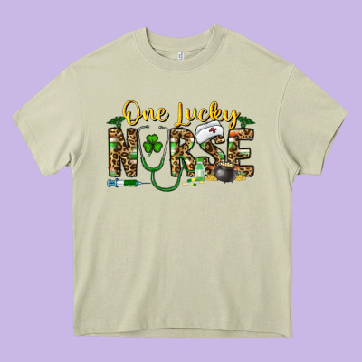 One Lucky Nurse Heavy Core Tee Designed By Cowhidedigitalart