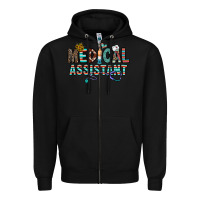 Black medical asistant Zipper Hoodie - CowhideDigitalArt