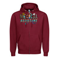 Burgundy medical asistant Zipper Hoodie - CowhideDigitalArt