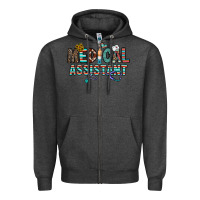 Charcoal Heather medical asistant Zipper Hoodie - CowhideDigitalArt