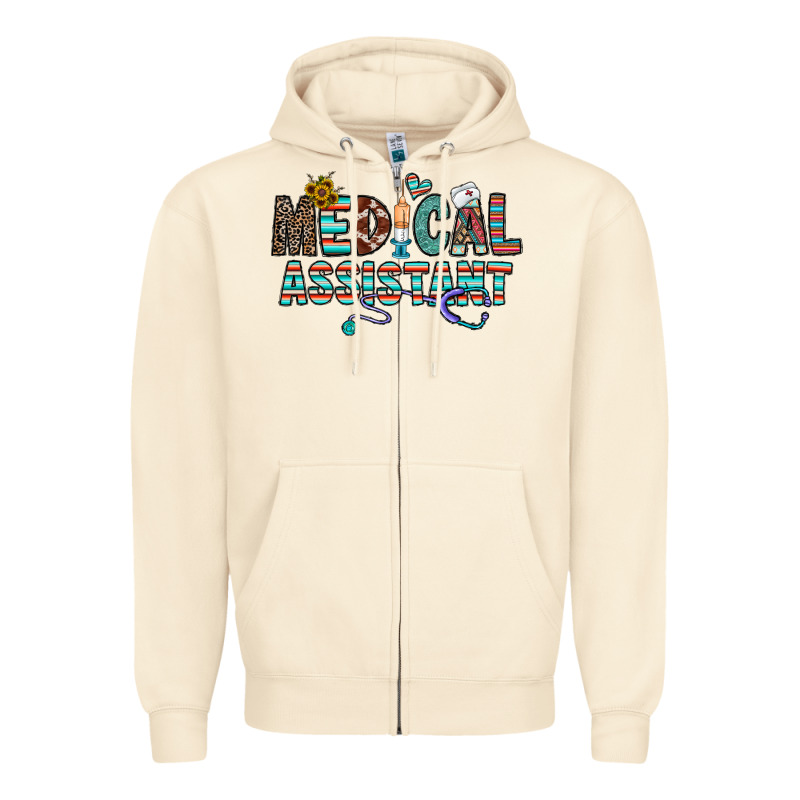 Medical Asistant Zipper Hoodie by CowhideDigitalArt | Teevron