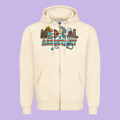 Medical Asistant Zipper Hoodie Designed By Cowhidedigitalart