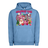 Pigment Pebble Blue retro pink christmas vibes Urban Hoodie - MaliasSmallBusiness