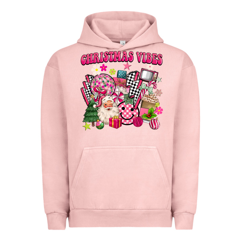 Retro Pink Christmas Vibes Urban Hoodie by MaliasSmallBusiness | Teevron