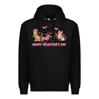 Black happy valentines day cats Premium Hoodie - MaliasSmallBusiness