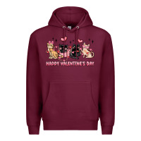 Burgundy happy valentines day cats Premium Hoodie - MaliasSmallBusiness