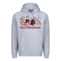 Heather Grey happy valentines day cats Premium Hoodie - MaliasSmallBusiness
