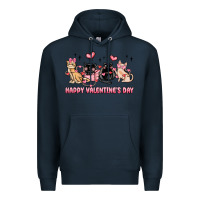 Navy happy valentines day cats Premium Hoodie - MaliasSmallBusiness