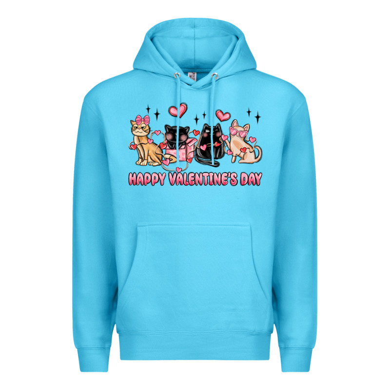 Happy Valentines Day Cats Premium Hoodie by MaliasSmallBusiness | Teevron