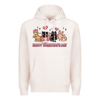 Pale Pink happy valentines day cats Premium Hoodie - MaliasSmallBusiness