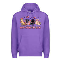 Purple happy valentines day cats Premium Hoodie - MaliasSmallBusiness