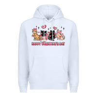 White happy valentines day cats Premium Hoodie - MaliasSmallBusiness