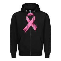 Black pink ribbon Zipper Hoodie - HRA Design Shop
