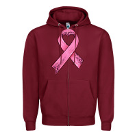 Burgundy pink ribbon Zipper Hoodie - HRA Design Shop