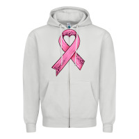 Dove Grey pink ribbon Zipper Hoodie - HRA Design Shop