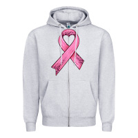 Heather Grey pink ribbon Zipper Hoodie - HRA Design Shop