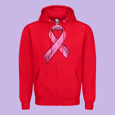 Pink Ribbon Zipper Hoodie Designed By Hra Design Shop