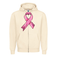 Sandshell pink ribbon Zipper Hoodie - HRA Design Shop