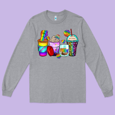 Pride Coffee Cups Long Sleeve Tee Designed By Zillion Design Studio
