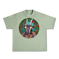 Oil Green Dark Goat Christmas Urban Heavy Tee - RanaPortraitStore