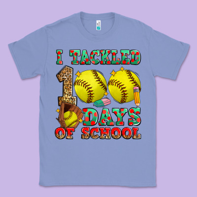 I Tackled 100 Days Of School Softball Classic Tee Designed By Zillion Design Studio