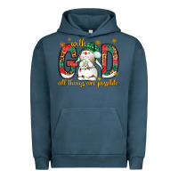 Pigment Midnight Navy With God all things are possible with snowman Urban Hoodie - NancyCooperArtShop