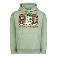 Pigment Oil Green With God all things are possible with snowman Urban Hoodie - NancyCooperArtShop
