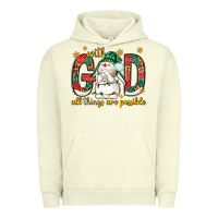 Pigment Pistachio With God all things are possible with snowman Urban Hoodie - NancyCooperArtShop