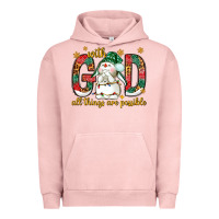 Pigment Salmon With God all things are possible with snowman Urban Hoodie - NancyCooperArtShop