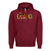 Burgundy love gnomes Zipper Hoodie - FaDigitalArtStudio