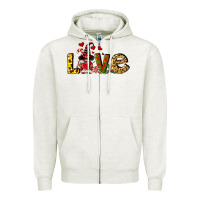 Oatmeal Heather love gnomes Zipper Hoodie - FaDigitalArtStudio