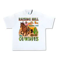 White raising hell with the hippies and the cowboys Urban Heavy Tee - texasbilliewilder
