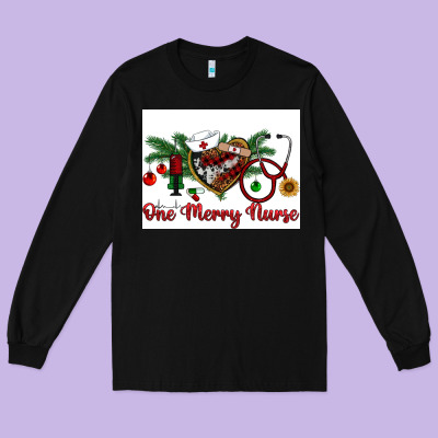 One Merry Nurse Long Sleeve Tee Designed By Ranaportraitstore
