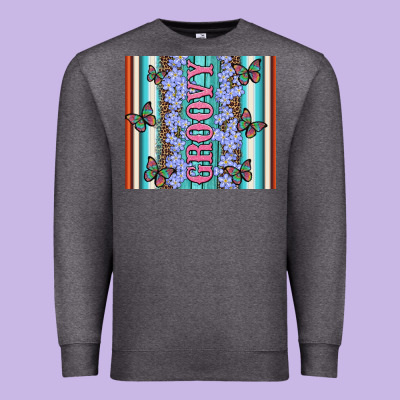 Groovy With Flowers And Butterflies Premium Sweatshirt Designed By Artiststas