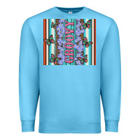 Ocean Blue groovy with flowers and Butterflies Premium Sweatshirt - Artiststas