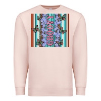 Pale Pink groovy with flowers and Butterflies Premium Sweatshirt - Artiststas