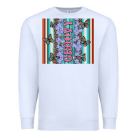 White groovy with flowers and Butterflies Premium Sweatshirt - Artiststas