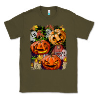 Army Green Halloween Pumpkins Classic Tee - BundleAndBundleShop