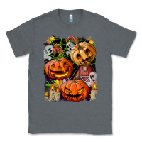 Charcoal Heather Halloween Pumpkins Classic Tee - BundleAndBundleShop